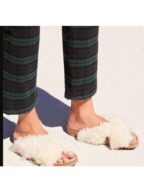 Birkenstock Daytona Shearling Fur Sandal Size EU 36 US 5 Narrow Cream Slide NEW